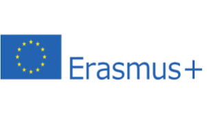 Logo til Erasmus+ Blått europaflagg med gule stjerner i ein sirkel